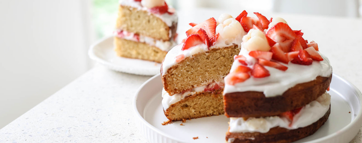 Cake Remedy Lychee Strawberry Coconut Almond Cake Recipe | Remedy Drinks - Remedy ...