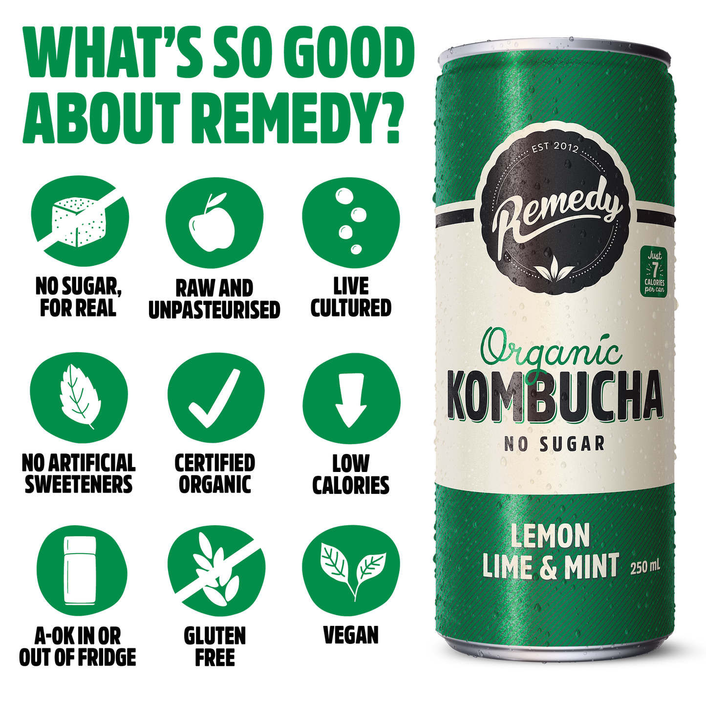 Remedy Kombucha Lemon Lime & Mint