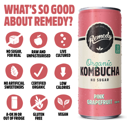 Remedy Kombucha Pink Grapefruit
