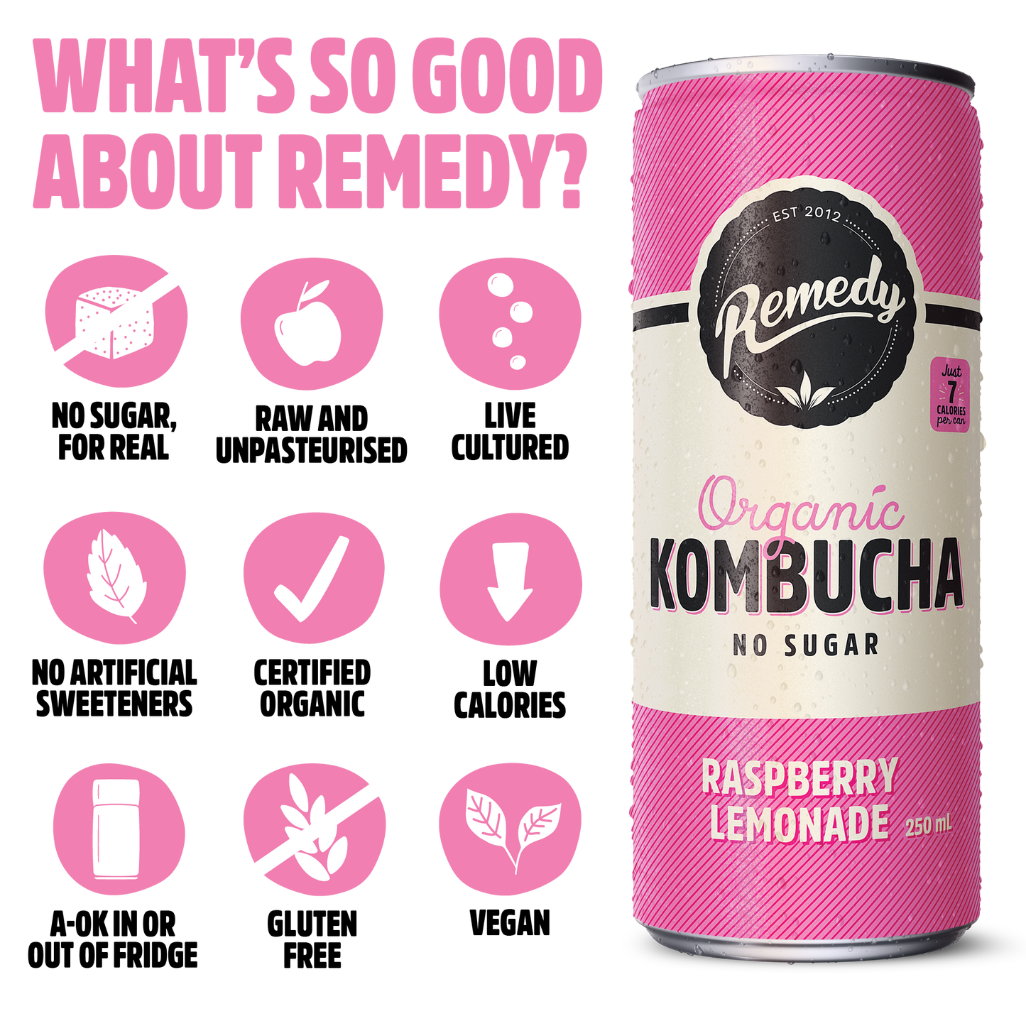 Remedy Kombucha Raspberry Lemonade
